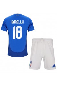 Italia Nicolo Barella #18 Babyklær Hjemme Fotballdrakt til barn EM 2024 Korte ermer (+ Korte bukser)